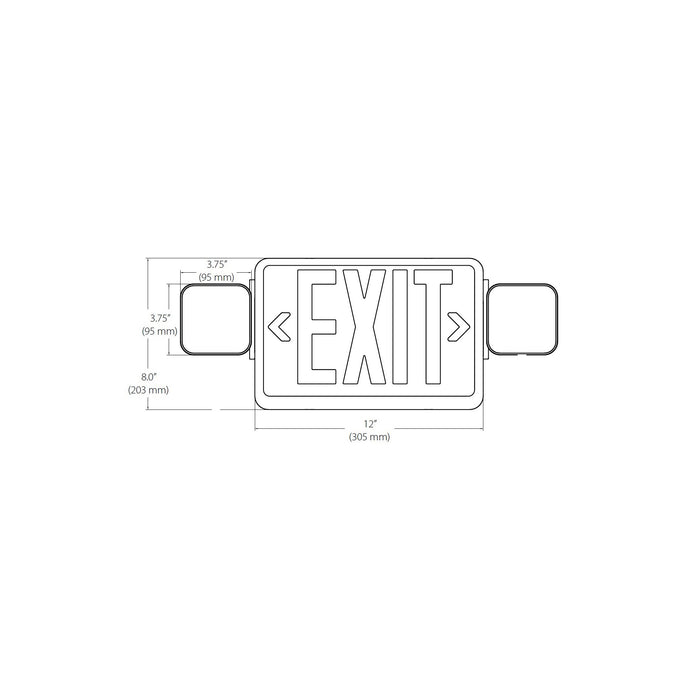 NICOR LED Emergency Exit Sign With Dual Adjustable LED Heads White With Red Lettering (ECL1-10-UNV-WH-R-2)