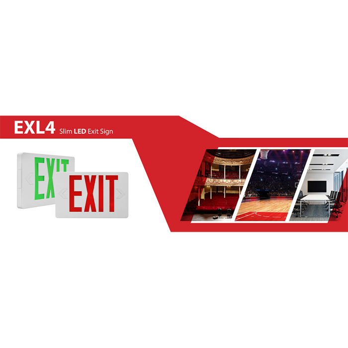 NICOR LED Emergency Exit Sign Red Lettering K 1.6W 120/277V (EXL41UNVWHR2)