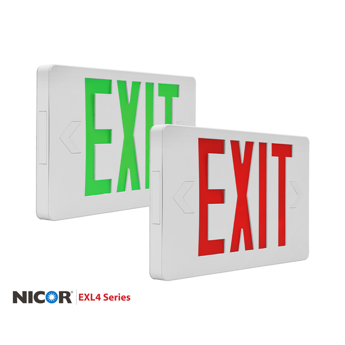 NICOR LED Emergency Exit Sign Red Lettering K 1.6W 120/277V (EXL41UNVWHR2)