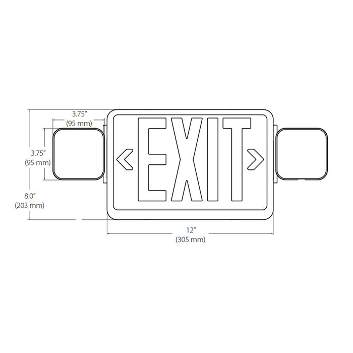 NICOR LED Emergency Exit Sign With Dual Adjustable LED Heads White With Red Lettering (ECL1-10-UNV-WH-R-2)