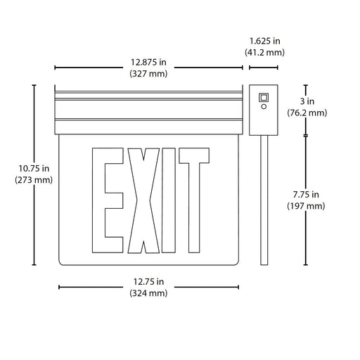 NICOR EXL2 Series Edge Lit LED Emergency Exit Sign Clear With Red Lettering (EXL2-10UNV-AL-CL-R-1)