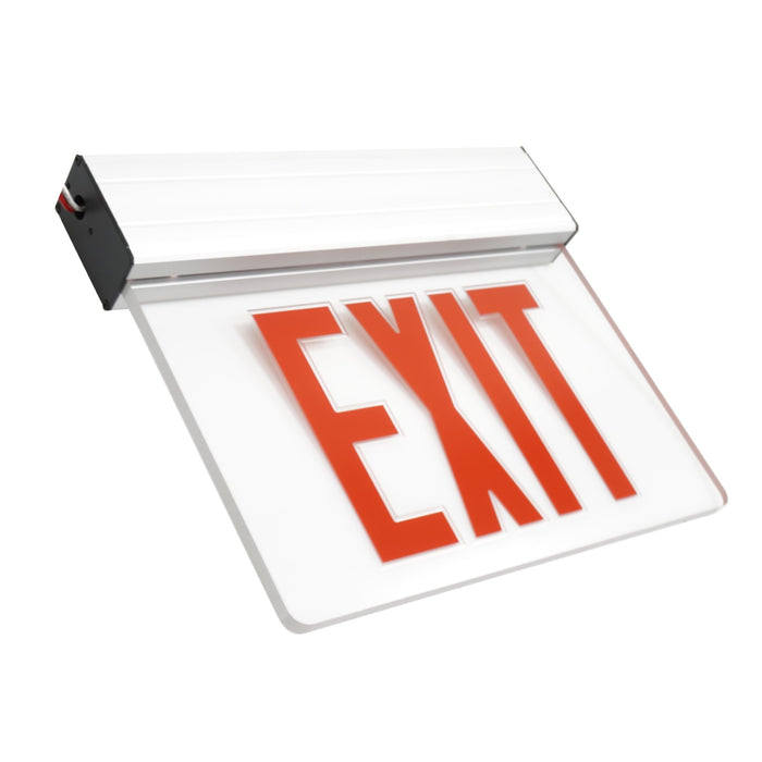 NICOR EXL2 Series Edge Lit LED Emergency Exit Sign Clear With Red Lettering (EXL2-10UNV-AL-CL-R-1)