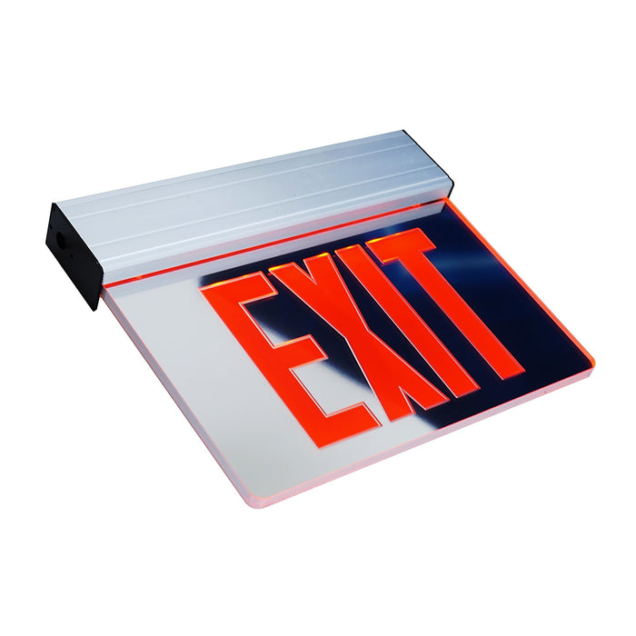 NICOR EXL2 Series Edge Lit LED Emergency Exit Sign Mirrored With Red Lettering (EXL2-10UNV-AL-MR-R-2)