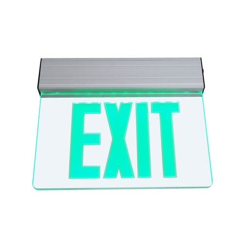 NICOR EXL2 Series Edge Lit LED Emergency Exit Sign Clear With Green Lettering (EXL2-10UNV-AL-CL-G-1)