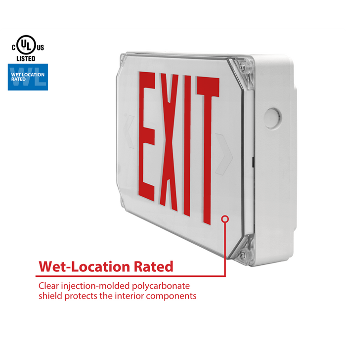 NICOR LED Outdoor Emergency Exit Sign Red Lettering K 2.9W 120/277V (EXL51UNVWHR2)