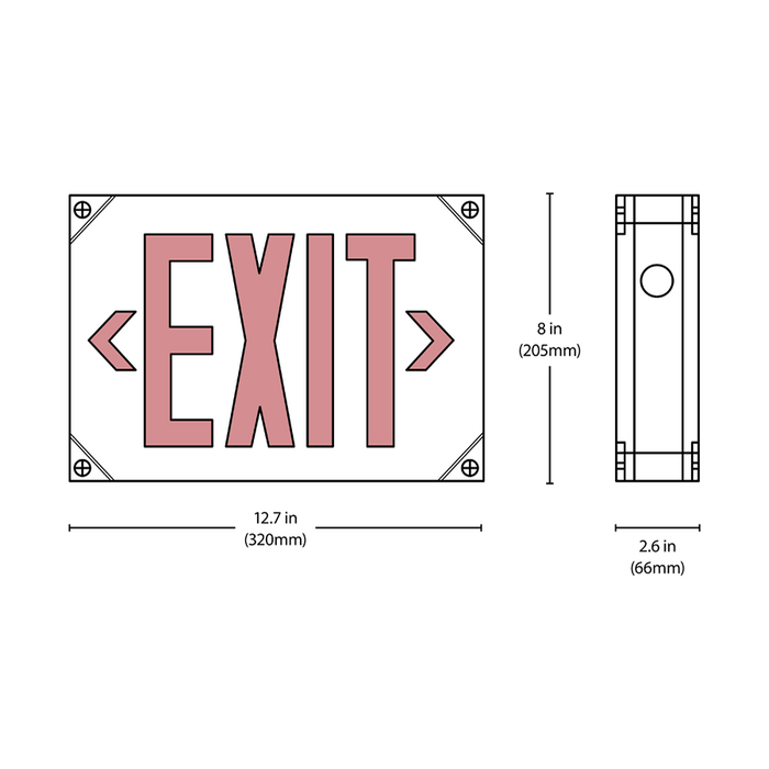 NICOR LED Outdoor Emergency Exit Sign Red Lettering K 2.9W 120/277V (EXL51UNVWHR2)