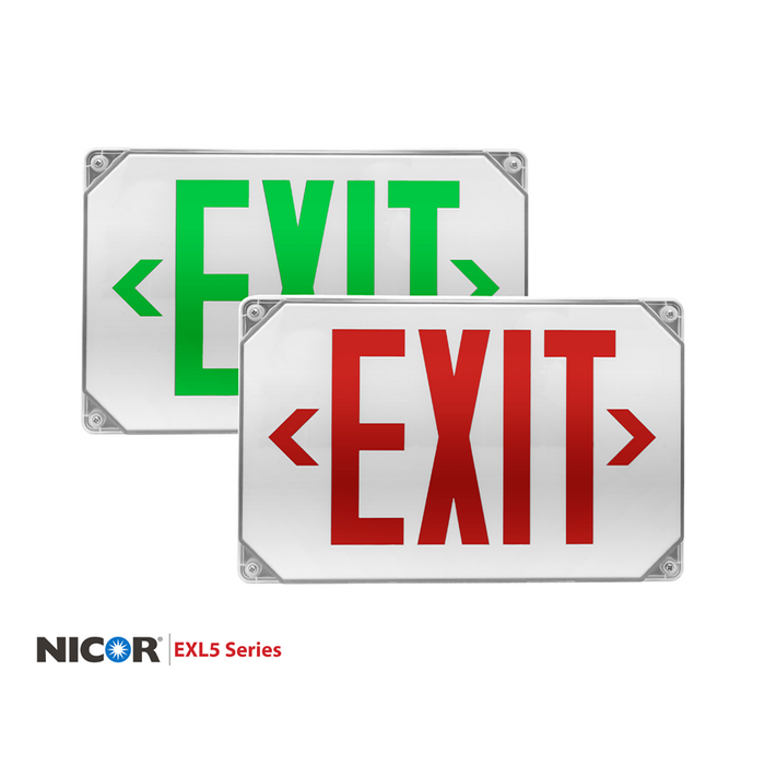 NICOR LED Outdoor Emergency Exit Sign Red Lettering K 2.9W 120/277V (EXL51UNVWHR2)