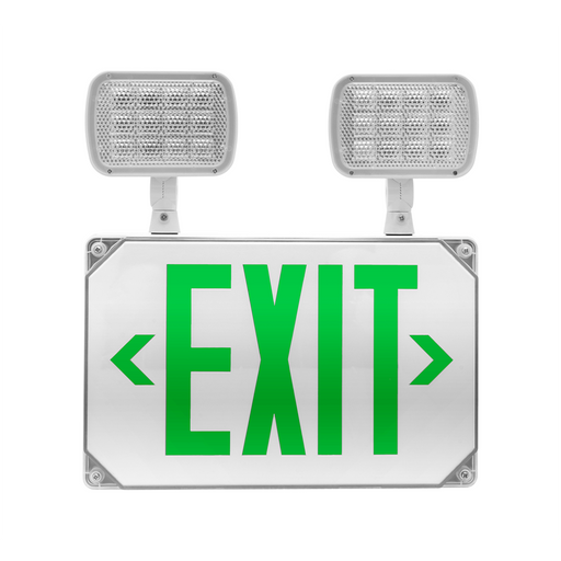 NICOR LED Wet Location Emergency Exit Sign With Adjustable Light Heads Green Lettering 6400K 2.94W 190Lm 120/277V (ECL51UNVWHG2)