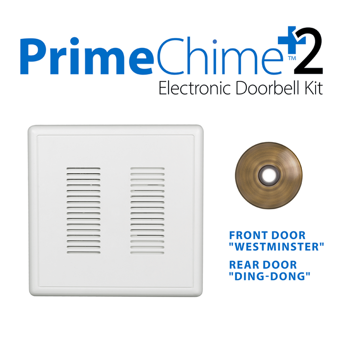 NICOR PrimeChime Plus 2 Video Compatible Doorbell Chime Kit With Antique Brass Stucco Button (PRCP2SBAB)