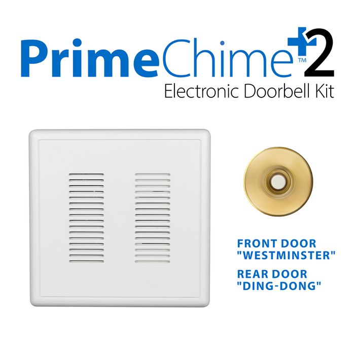 NICOR PrimeChime Plus 2 Video Compatible Doorbell Chime Kit With Polished Brass Stucco Button (PRCP2SBPB)
