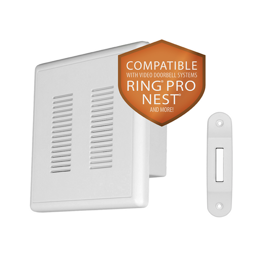 NICOR PrimeChime Plus 2 Video Compatible Doorbell Chime Kit With White Decorative Button (PRCP2DBWH)