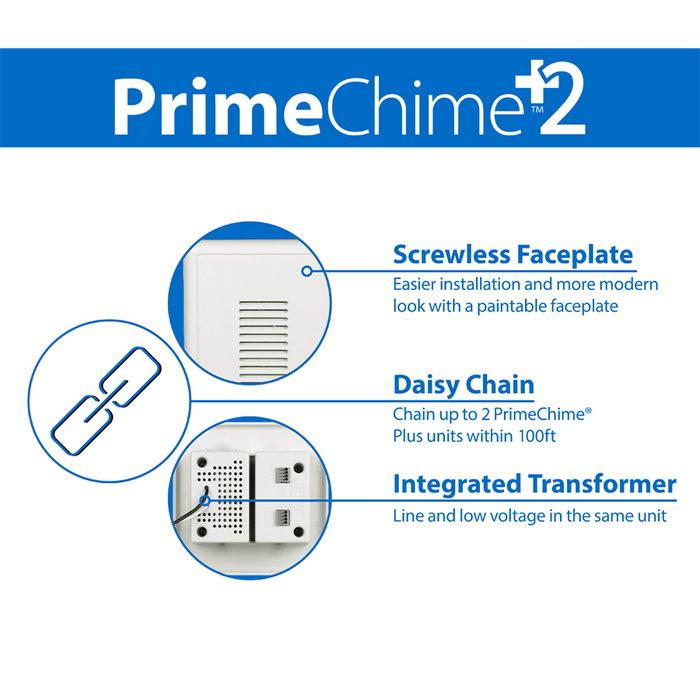 NICOR PrimeChime Plus 2 Video Compatible Doorbell Chime Kit With White Decorative Button (PRCP2DBWH)