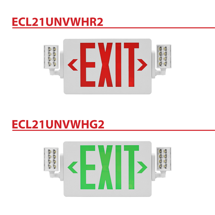 NICOR Slim LED Emergency Exit Sign Combination Green Lettering K 3.3W 120/277V (ECL21UNVWHG2)