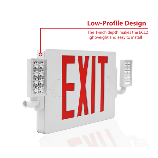 NICOR Slim LED Emergency Exit Sign Combination Red Lettering K 3.3W 120/277V (ECL21UNVWHR2)