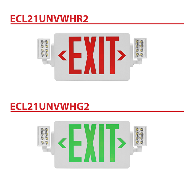 NICOR Slim LED Emergency Exit Sign Combination Red Lettering K 3.3W 120/277V (ECL21UNVWHR2)