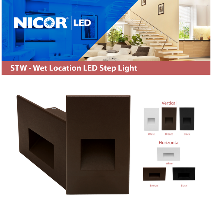 Nicor Backloader NICOR STW11203KHBZ Wet Location LED Step Light 120V 3000K Horizontal ...