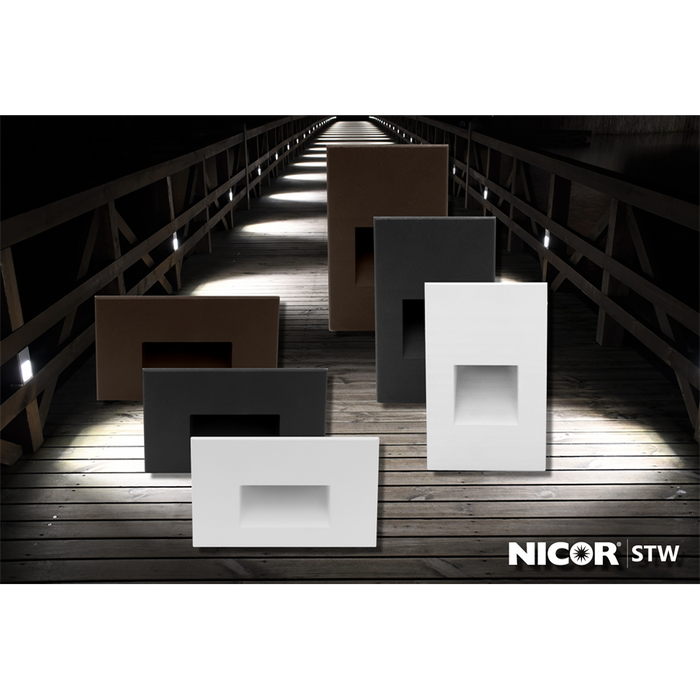 NICOR Wet Location LED Step Light 120V 3000K Vertical White Trim (STW11203KVWH)