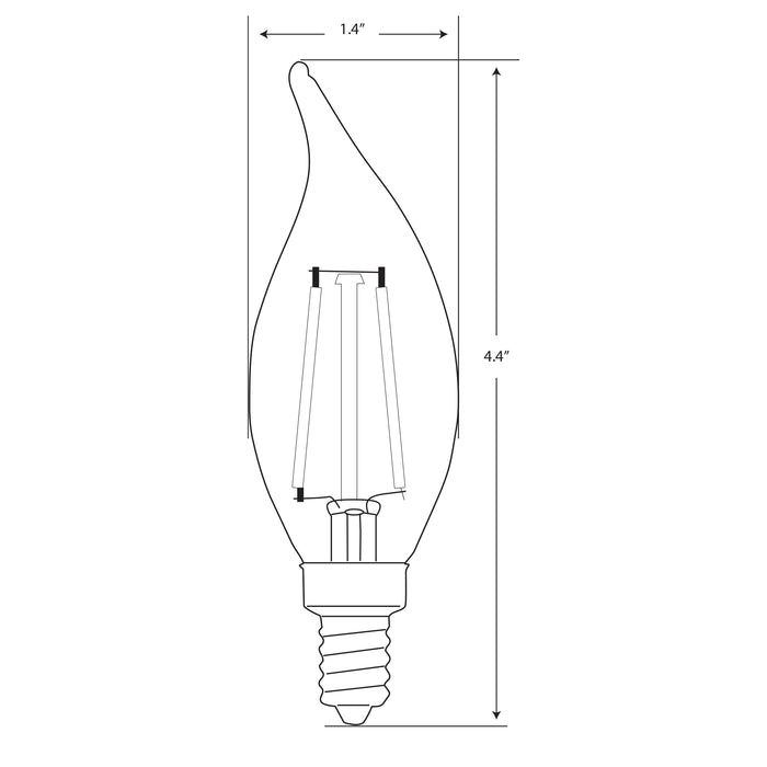 Feit Electric 3.5W [40W Equivalent] CA10 E12 Base Dimmable Straight Filament Amber Glass Vintage Edison LED Light Bulb Soft White (CFT/VG/LED)