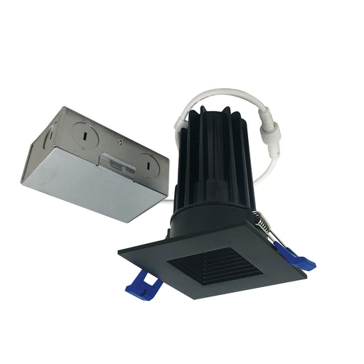 Nora 2 Inch M2 LED Mini Recessed Downlight Square Baffle 850Lm 10W 2700K 90 CRI 120V Matte Black (NM2-2SB8527BB)