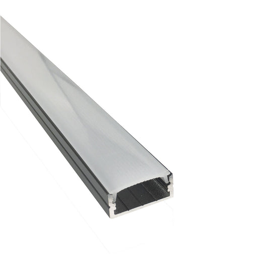 Nora 4 Foot Aluminum Channel Shallow With Plastic Diffuser And End Caps Black (NATL-C24B)