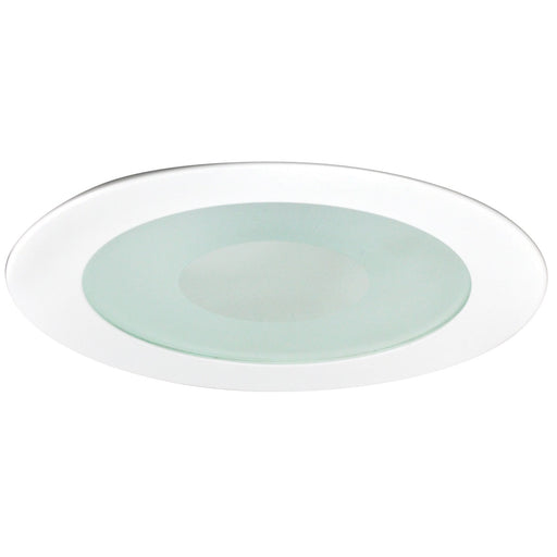 Nora 4 Inch Frost Flat/Clear Center Lens Trim White (NS-27W)