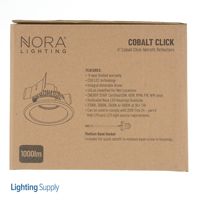 Nora 4 Inch 12W LED Retrofit Cobalt Click 1000Lm 3000K White Round Reflector Fixture (NLCBC2-45130WW/10)