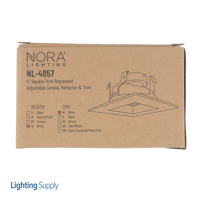 Nora 4 Inch Square Trim Regress Adjustable White Reflector White (NL-4857WW)