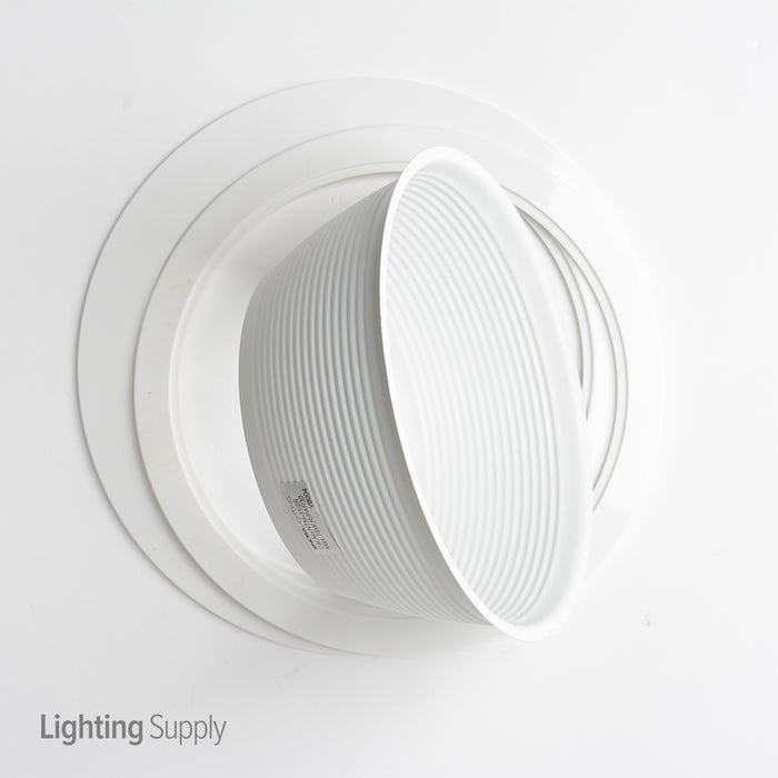 Nora 6 Inch Stepped Baffle Trim White With Two White Plastic Rings BR30 Maximum Bulb Diameter (NTM-31/2R)