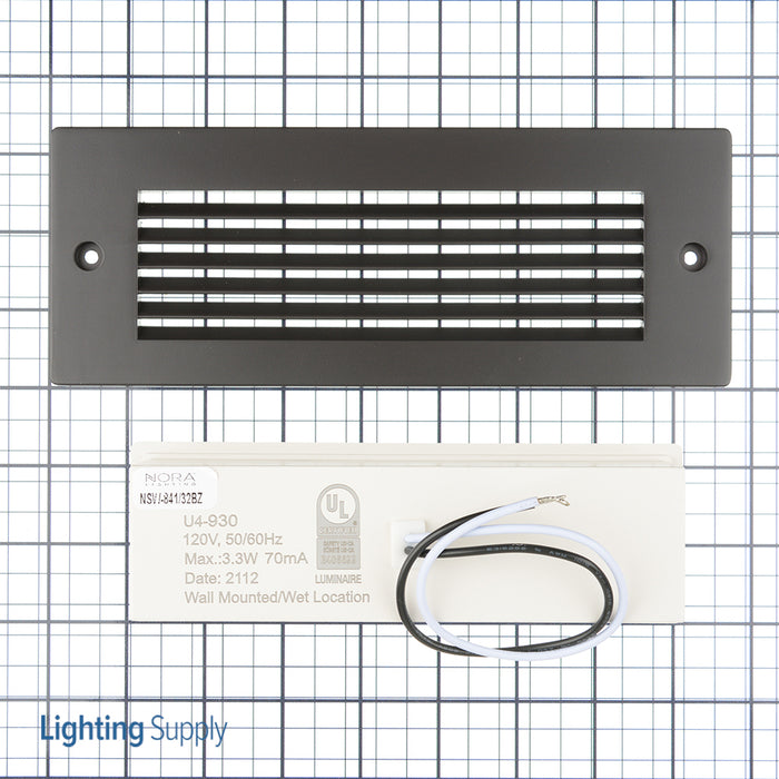 Nora Brick Die-Cast LED Step Light With Horizontal Louver Faceplate 47Lm 4W 3000K Bronze 120V Dimming (NSW-841/32BZ)