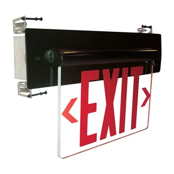 Nora Exit Recessed Adjustable 2-Circuit Single Face Red/Clear Aluminum (NX-814-LEDRCA)