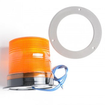 North American Signal Company 120V Amber Combination Flashing/Revolving LED Light 1/2 Inch Pipe Mount (LEDFL/RV350P-ACA)