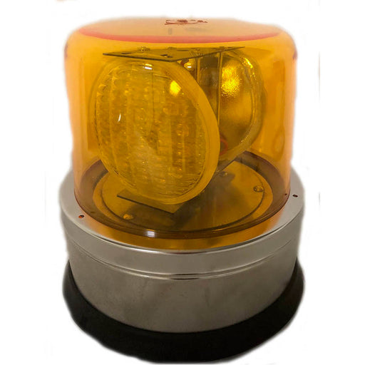 North American Signal Company 120V AC Amber Pipe Mount 2 LED Sealed Beam Revolving Stainless Steel Base (250LEDP-ACA)