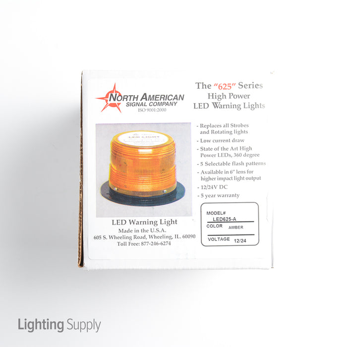 North American Signal Company 12/24V Amber High Power LED Flashing Light 360 Degree SAE Class 2 (LED625-A)