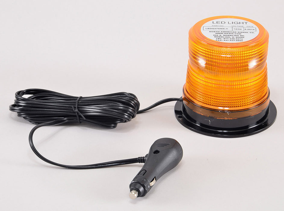 North American Signal Company 12/24V Amber 2 User Select Flash Patterns High Power LED Magnetic Mount (LEDFL/NF375MX-A)