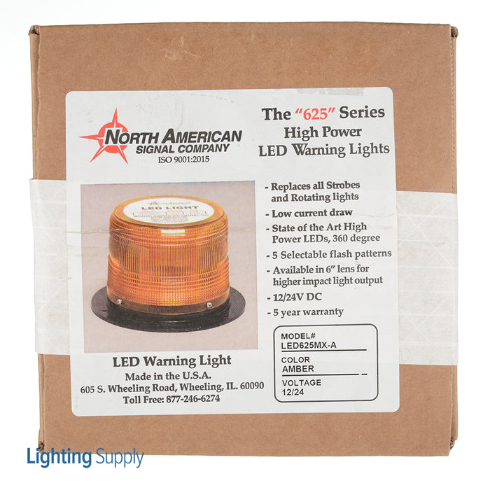North American Signal Company 12/24V Amber High Power LED Flashing Light Magnet Mount C&amp;P1 SAE Class 2 (LED625MX-A)