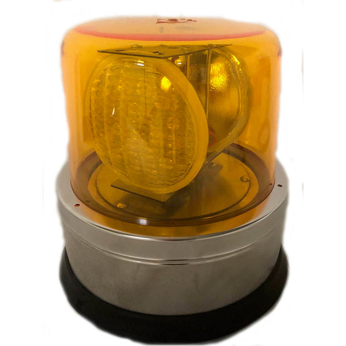 North American Signal Company 12V Amber Magnetic Mount 2 LED Sealed Beam Revolving Stainless Steel Base (250LEDMX-A)