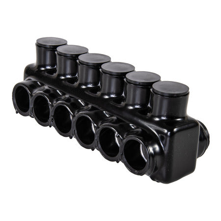 NSI 6-Port Black Dual-Sided Multi-Tap Pre-Insulated Connector 350 MCM-6 AWG 1 Per Bag (IPLD350-6B)