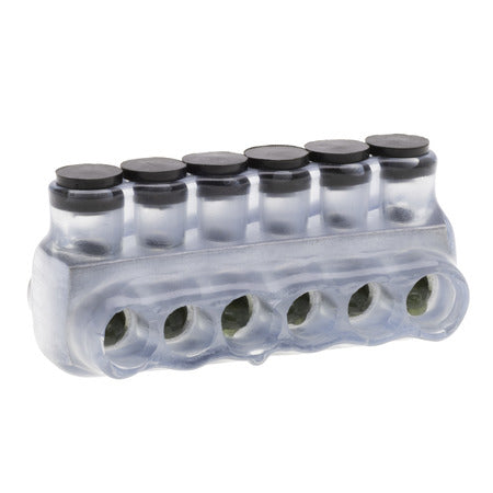 NSI 6-Port Clear Dual-Sided Multi-Tap Pre-Insulated Connector 4 AWG-14 AWG 1 Per Bag (IPLD4-6CB)