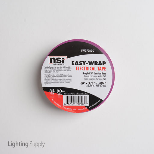 NSI Purple Electric Tape Easy-Wrap 3/4 Inch X 60 Foot (EWG7060-7)