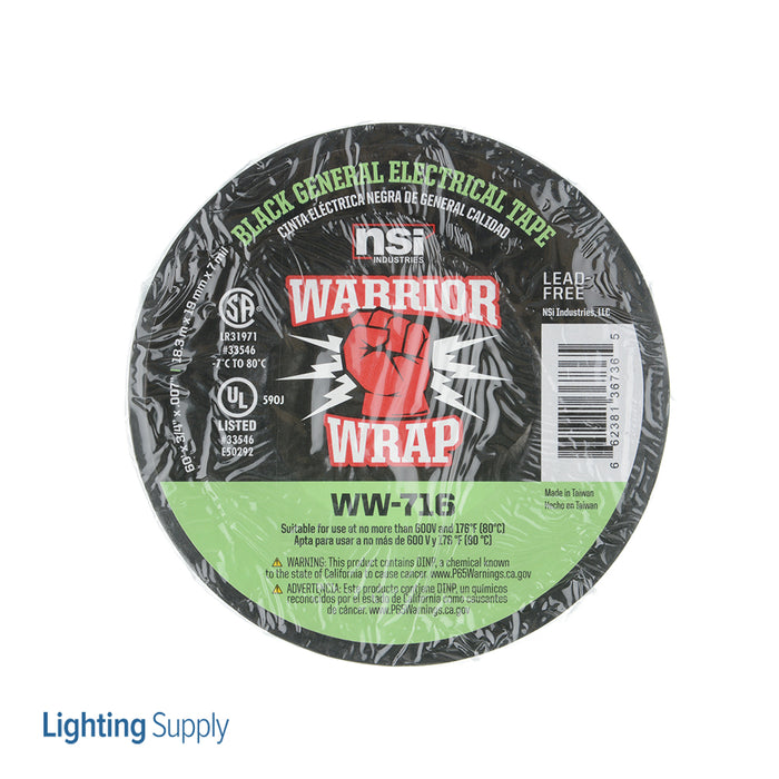 NSI Warrior Wrap 7MIL General Electric Tape Black 60 Foot (WW-716)