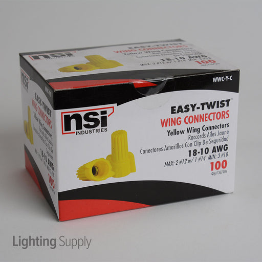 NSI Winged Yellow Easy Twist Wire Connector For 18-10 AWG Wire-100 Per Carton (WWC-YC)