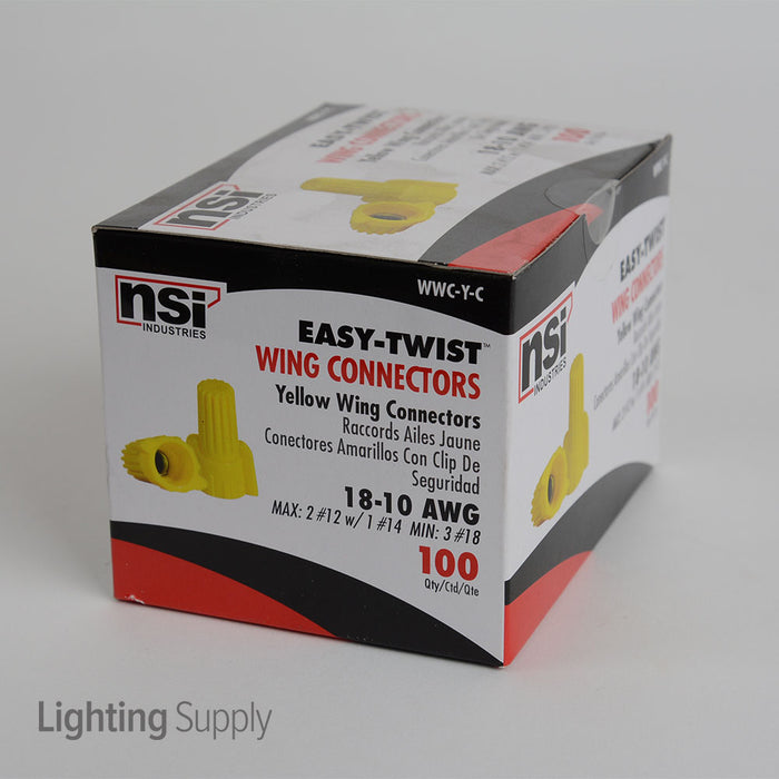 NSI Winged Yellow Easy Twist Wire Connector For 18-10 AWG Wire-100 Per Carton (WWC-YC)