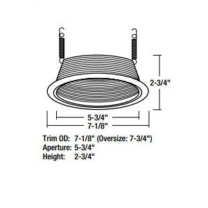 Nora 6 Inch Stepped Baffle Trim Black With White Plastic Ring BR30 Maximum Bulb Diameter (NTM-30)