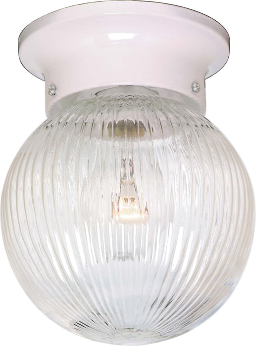 SATCO/NUVO 1 Light-6 Inch-Ceiling Fixture-Clear Ribbed Ball (SF76-257)