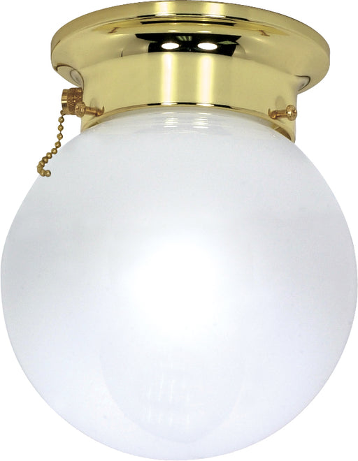 SATCO/NUVO 1-Light 6 Inch Ceiling Mount White Ball With Pull Chain Switch (60-295)