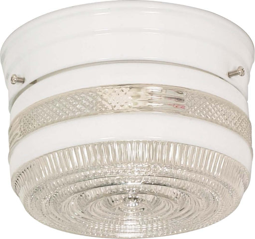 SATCO/NUVO 1 Light-6 Inch Flush Mount Small Crystal/White Drum (SF77-097)