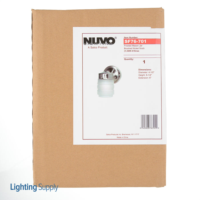 SATCO/NUVO 1-Light 6 Inch Porch Wall Mason Jar With Frosted Glass (SF76-701)