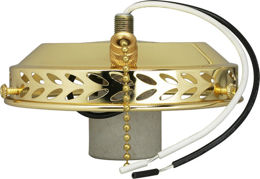 SATCO/NUVO 4 Inch Wired Fan Light Holder With On-Off Pull Chain And Intermediate Socket Brass Finish (SF77-462)