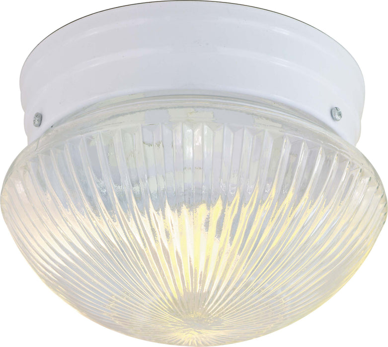 SATCO/NUVO 2 Light-10 Inch Flush Mount Medium Clear Ribbed Mushroom (SF76-253)