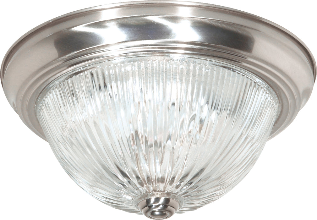 SATCO/NUVO 2 Light-11 Inch Flush Mount Clear Ribbed Glass (SF76-609)